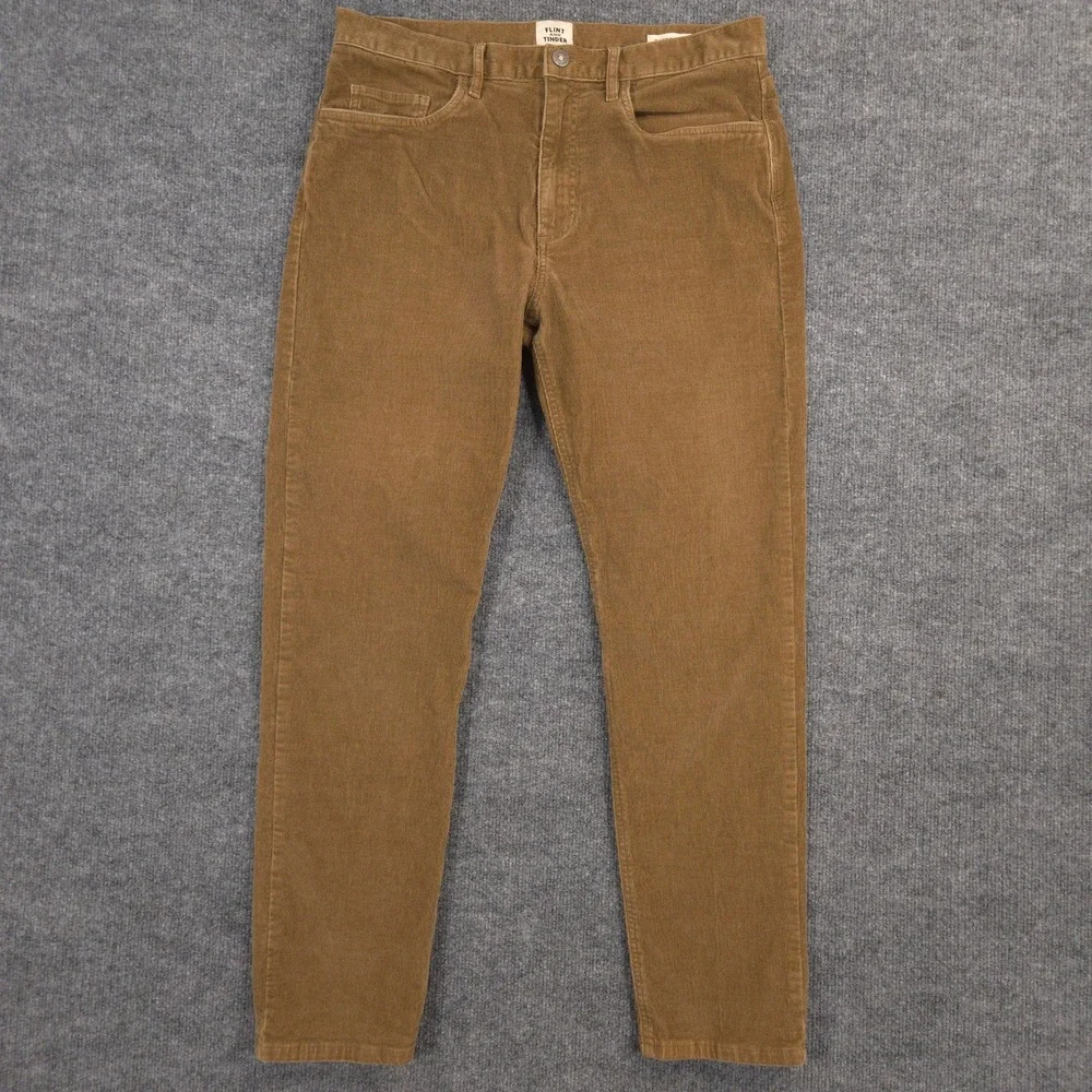 Flint and Tinder Corduroy Pants Mens 32X30 Brown Tapered Fit 5 Pocket Huckberry